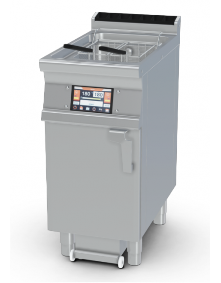 Friggitrice a gas digitale Lt 18 su mobile con o senza Melting - 1 vasca dim. cm 31x34x33h - cm 40x70,5x90h