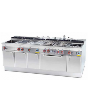 Friggitrice a gas digitale Lt 18 su mobile con o senza Melting - 1 vasca dim. cm 31x34x33h - cm 40x70,5x90h