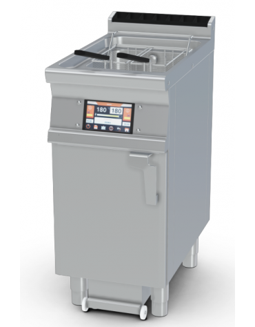 Friggitrice a gas digitale 1 vasca da Lt 18 su mobile, con o senza Melting - Pompa filtraggio olio a caldo - cm 40x70,5x90h