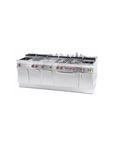 Friggitrice a gas digitale 1 vasca da Lt 18 su mobile, con o senza Melting - 2 sollevatori cesti integrati - cm 40x70,5x90h