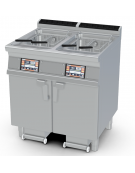Friggitrice a gas su mobile - 2 vasche Lt 18, cm 31x34x33h cad. - comandi digitali, con o senza Melting - cm 80x70,5x90h