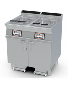 Friggitrice a gas su mobile - Lt 18+18 - comandi digitali, con o senza Melting, 2 pompe filtraggio olio a caldo - cm 80x70,5x90h