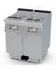 Friggitrice a gas su mobile - Lt 18+18 - comandi digitali, con o senza Melting, 2 pompe filtraggio olio a caldo - cm 80x70,5x90h