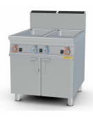 Cuocipasta a gas potenziato 2 vasche Lt 40+40, rubinetto carico acqua + scarico a pavimento  - cm 80x90x90h (CESTI ESCLUSI)
