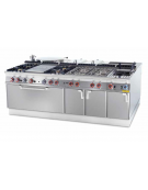 Cuocipasta a gas potenziato 2 vasche Lt 40+40, rubinetto carico acqua + scarico a pavimento  - cm 80x90x90 (CESTI ESCLUSI)