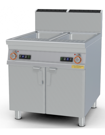 Cuocipasta a gas potenziato 2 vasche Lt 40+40, cm 30,7x50,9x32,7h cad. - Carico acqua automatico - cm 80x90x90 (CESTI ESCLUSI)