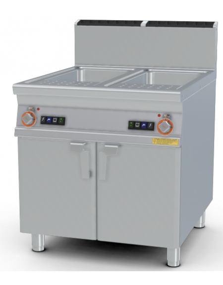 Cuocipasta a gas potenziato 2 vasche Lt 40+40, cm 30,7x50,9x32,7h cad. - Carico acqua automatico - cm 80x90x90 (CESTI ESCLUSI)