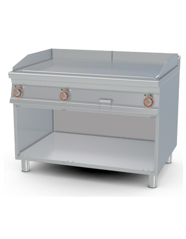 Fry-top liscio cromato trifase, su mobile a giorno - piastra cm 110,5x65 - 3 zone di cottura - cm 120x90x90h
