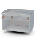 Fry-top trifase, su mobile a giorno - 1/3 rigato + 2/3 liscio cromato, piastra cm 110,5x65 - 3 zone di cottura - cm 120x90x90h