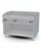Fry-top a gas, su mobile a giorno - piastra liscia cm 110,5x65 - 3 zone di cottura - cm 120x90x90h