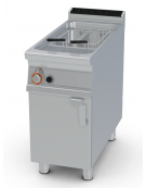 Friggitrice a gas Lt 23 su mobile - 1 vasca cm 33x42x47h - bruciatori esterni, 2 cesti, filtro e coperchio vasca - cm 40x90x90h