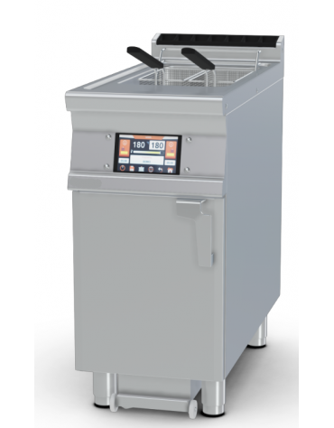 Friggitrice elettrica Touch 1 vasca da Lt 18 su mobile, con o senza Melting - Pompa filtraggio olio a caldo - cm 40x90x90h