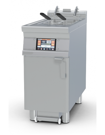 Friggitrice elettrica Touch 1 vasca da Lt 18 su mobile, con o senza Melting - 2 sollevatori cesti integrati - cm 40x90x90h