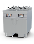 Friggitrice elettrica Touch 2 vasche da Lt 18 su mobile, con o senza Melting - 4 sollevatori cesti integrati - cm 80x90x90h