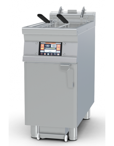 Friggitrice elettrica Touch 1 vasca da Lt 25 su mobile, con o senza Melting - 2 sollevatori cesti integrati - cm 40x90x90h