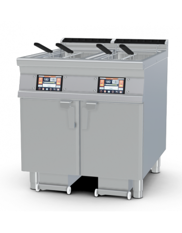 Friggitrice Elettrica TouchScreen su mobile - 2 vasche Lt 25 cm 31x51x33h cad., con o senza Melting - cm 80x90x90h