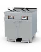 Friggitrice elettrica Touch 2 vasche da Lt 25, su mobile, con o senza Melting - 2 pompe filtraggio olio a caldo - cm 80x90x90h