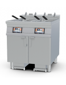 Friggitrice elettrica Touch su mobile, 2 vasche da Lt 25, con o senza Melting - 4 sollevatori cesti integrati - cm 80x90x90h