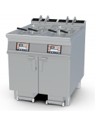 Friggitrice a gas su mobile - Lt 21+21, comandi digitali, con o senza Melting - 4 sollevatori cesti integrati - cm 80x90x90h