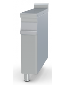 Piano di lavoro inox CrNi 18/10 AISI 304, su mobile con bacinelle inox o in plastica - cm 20x90x90h