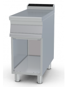 Piano di lavoro in acciaio inox CrNi 18/10 AISI 304 su mobile a giorno - cm 40x90x90h
