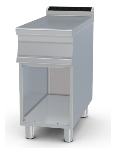Piano di lavoro in acciaio inox CrNi 18/10 AISI 304 su mobile a giorno - cm 40x90x90h