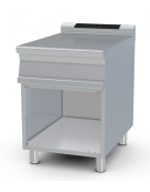 Piano di lavoro in acciaio inox CrNi 18/10 AISI 304 su mobile a giorno - cm 60x90x90h