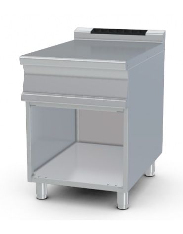 Piano di lavoro in acciaio inox CrNi 18/10 AISI 304 su mobile a giorno - cm 60x90x90h