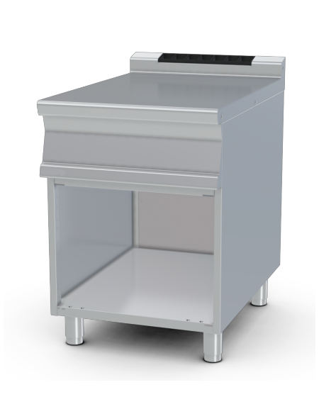 Piano di lavoro in acciaio inox CrNi 18/10 AISI 304 su mobile a giorno - cm 60x90x90h