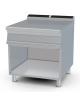 Piano di lavoro in acciaio inox CrNi 18/10 AISI 304 su mobile a giorno - cm 80x90x90h