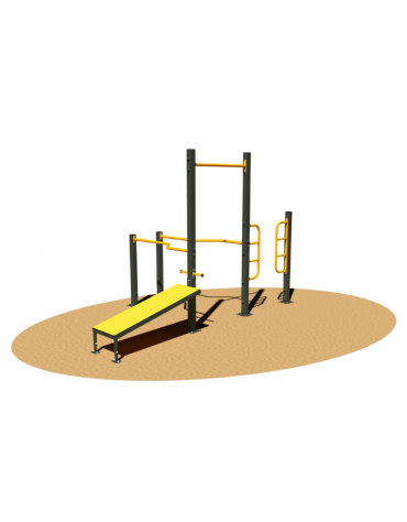 Stazione fitness CALISTHENICS in acciaio zincato con elementi per trazioni e piegamenti - cm 365x190x240h