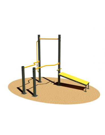 Stazione fitness CALISTHENICS in acciaio zincato con elementi per trazioni e bandiere - cm 270x192x242h