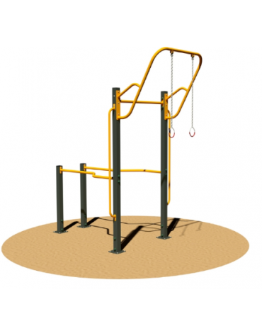 Stazione fitness CALISTHENICS in acciaio zincato con elementi per trazioni e sospensioni - cm 144x244x287h