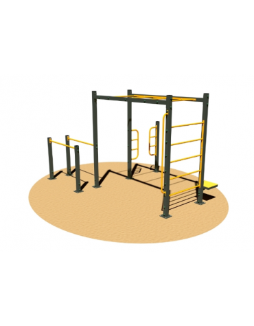 Stazione CALISTHENICS in acciaio zincato con elementi per esercizi a corpo libero - cm 390x280x240h