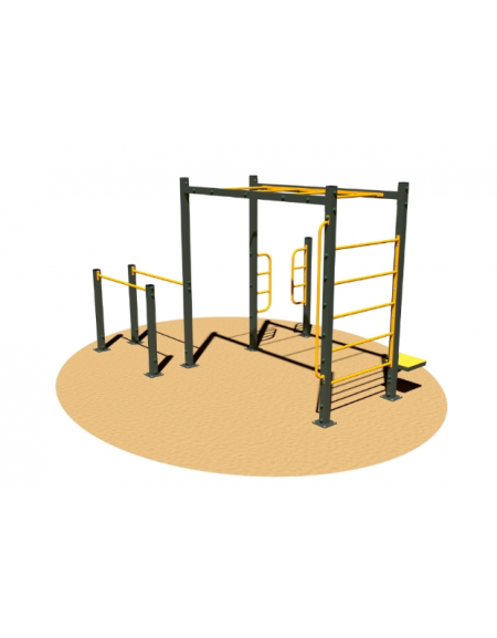 Stazione CALISTHENICS in acciaio zincato con elementi per esercizi a corpo libero - cm 390x280x240h