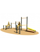 Stazione fitness CALISTHENICS in acciaio zincato con elementi per trazioni e allenamento inclusivo - cm 562x202x242h