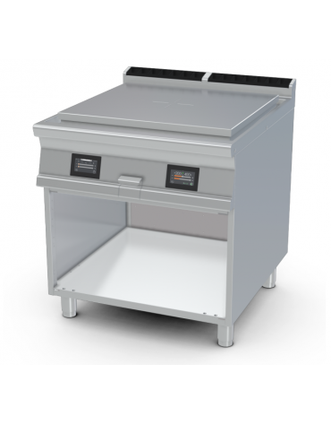 Tuttopiastra elettrico su mobile a giorno - piastra in bimetallo, 4 zone di cottura - comandi TouchScreen - cm 80x90x90h