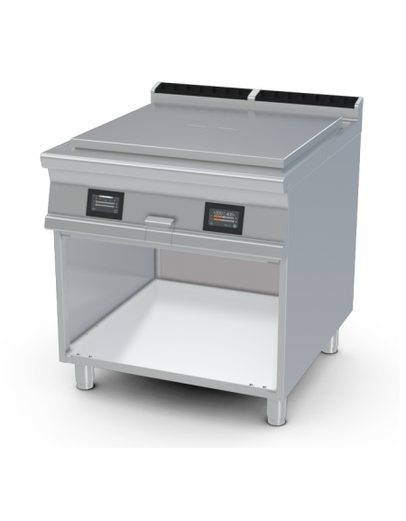 Tuttopiastra elettrico su mobile a giorno - piastra in bimetallo, 4 zone di cottura - comandi TouchScreen - cm 80x90x90h