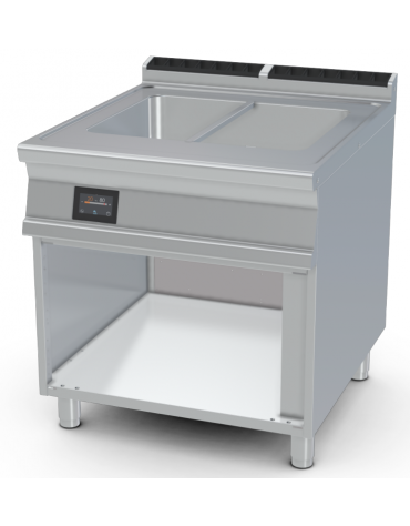 Bagnomaria elettrico trifase su mobile a giorno, vasca per GN 2/1, cm 15h - comandi Touchscreen - cm 80x90x90h