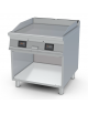 Fry-top elettrico liscio cromato su mobile a giorno - piastra cm 76x68, 2 zone cottura - comandi digitali - cm 80x90x90h