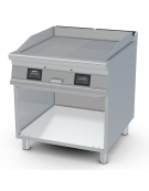 Fry-top elettrico su mobile a giorno - piastra 1/2 rigato + 1/2 liscio cromato, 2 zone cottura - comandi digitali - cm 40x90x90h