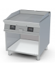 Fry-top elettrico su mobile a giorno - piastra 1/2 rigato + 1/2 liscio cromato, 2 zone cottura - comandi digitali - cm 40x90x90h