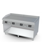Fry-top elettrico liscio cromato su mobile a giorno - piastra cm 150,5x65, 4 zone cottura - comandi digitali - cm 160x90x90h