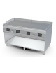 Fry-top elettrico liscio cromato su mobile a giorno - piastra cm 150,5x65, 4 zone cottura - comandi digitali - cm 160x90x90h