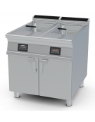 Friggitrice elettrica su mobile, 2 vasche da Lt 18+18, cm 31x34x33h cad. - comandi digitali - cm 80x90x90h