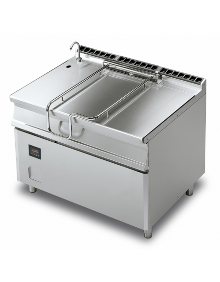 Brasiera elettrica con ribaltamento vasca motorizzato - Lt 120, vasca fondo acciaio inox, comandi digitali - cm 120x90x90h