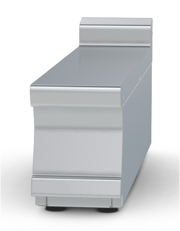 Piano di lavoro da banco in acciaio inox CrNi 18/10 AISI 304 con alzatina posteriore, senza cassetto - cm 20x90x28h