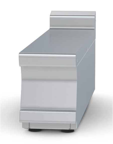Piano di lavoro da banco in acciaio inox CrNi 18/10 AISI 304 con alzatina posteriore, senza cassetto - cm 20x90x28h