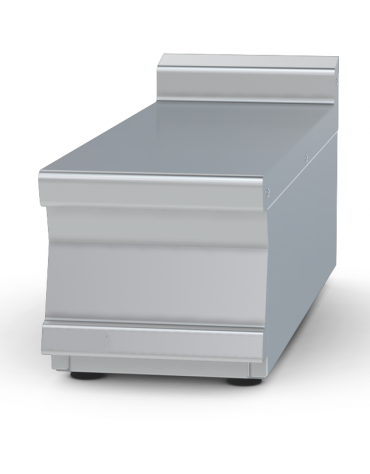 Piano di lavoro da banco in acciaio inox CrNi 18/10 AISI 304 con alzatina posteriore, senza cassetto - cm 30x90x28h