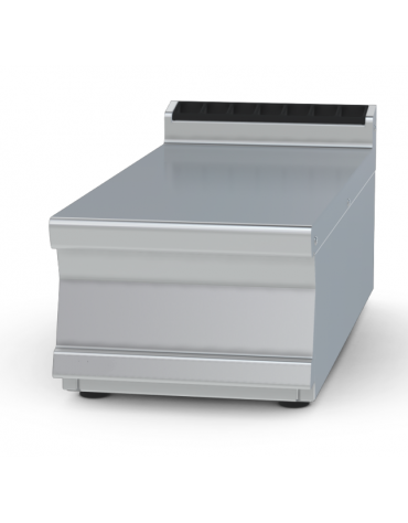 Piano di lavoro da banco in acciaio inox CrNi 18/10 AISI 304 con alzatina posteriore, senza cassetto - cm 40x90x28h
